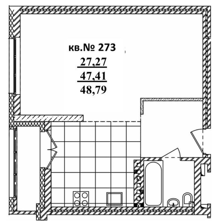 
   Продам студию, 48.79 м²,  Римский квартал, 2 очередь

. Фото 1.