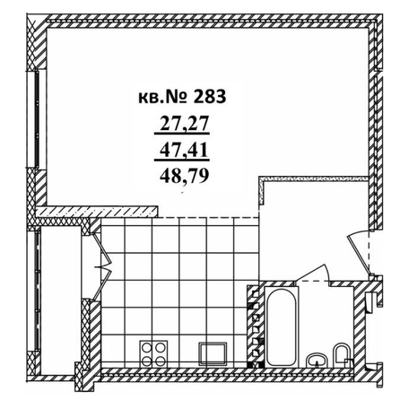 
   Продам студию, 48.79 м²,  Римский квартал, 2 очередь

. Фото 1.