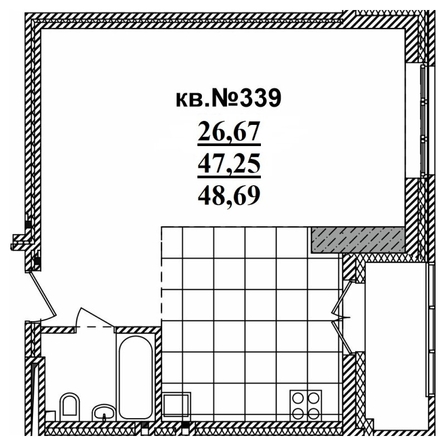 
   Продам студию, 48.69 м²,  Римский квартал, 2 очередь

. Фото 1.