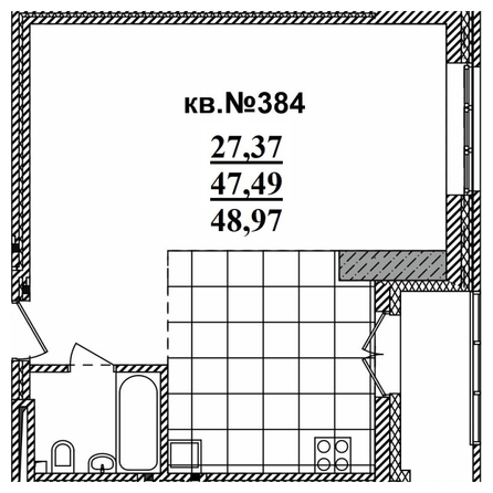 
   Продам студию, 48.97 м²,  Римский квартал, 2 очередь

. Фото 1.