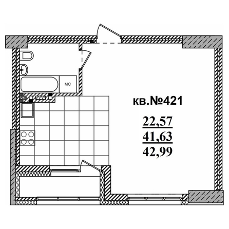 
   Продам студию, 42.99 м²,  Римский квартал, 2 очередь

. Фото 1.