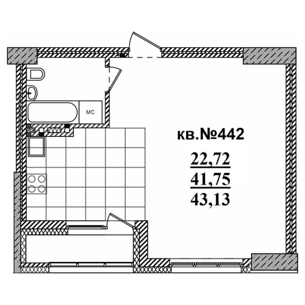 
   Продам студию, 43.13 м²,  Римский квартал, 2 очередь

. Фото 1.