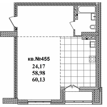 
   Продам студию, 60.13 м²,  Римский квартал, 2 очередь

. Фото 1.