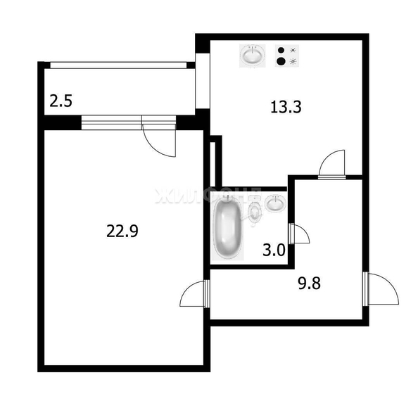 
   Продам 1-комнатную, 51.5 м², Мичурина ул, 20/1

. Фото 21.