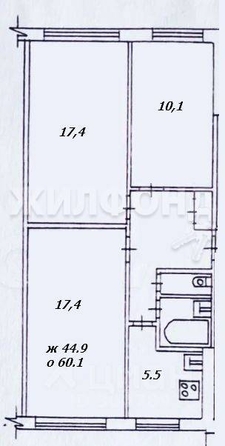 
   Продам 3-комнатную, 60.1 м², Челюскинцев ул, 12

. Фото 4.