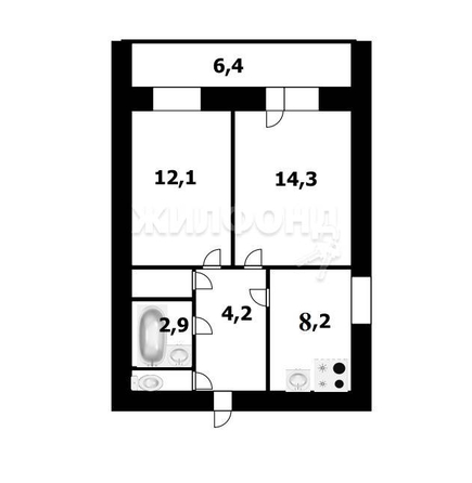 
   Продам 2-комнатную, 46.7 м², Сибирская ул, 39

. Фото 18.