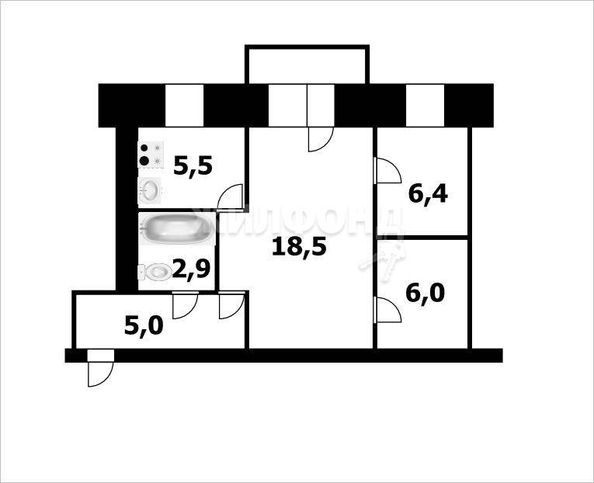 
   Продам 2-комнатную, 45 м², Владимировская ул, 3

. Фото 11.