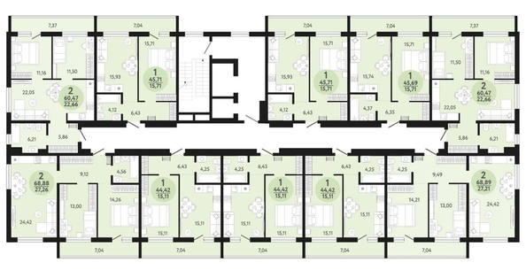 
   Продам 1-комнатную, 44.42 м², Новый парк, дом 3

. Фото 1.