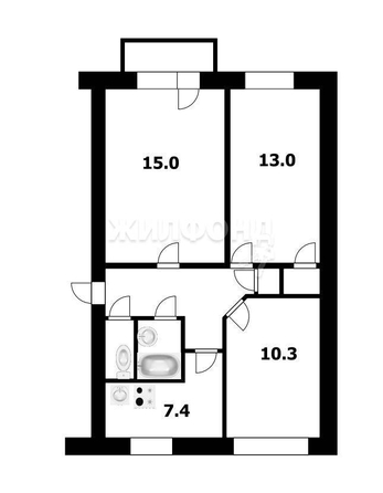 
   Продам 3-комнатную, 57.3 м², Первомайская ул, 7

. Фото 6.