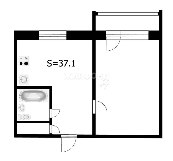 
   Продам 1-комнатную, 37.1 м², Курчатова ул, 3/2

. Фото 22.