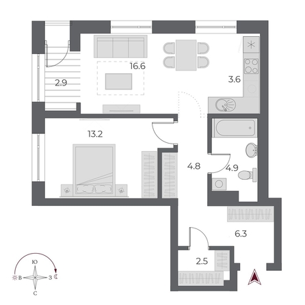 
  Продается 2-комн. квартира, 54.8 м², ЖК ОСКАР, дом 1
. Фото 1.