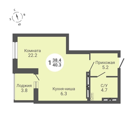 
   Продам студию, 40.3 м², Петухова ул, 172

. Фото 1.