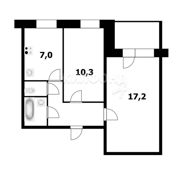 
   Продам 2-комнатную, 42.7 м², Бориса Богаткова ул, 207

. Фото 2.