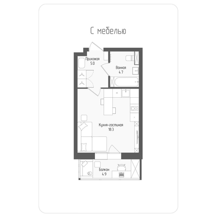 
  Продается студия 29.5 м², в ЖК Тетрис, корпус 2. Фото 1.