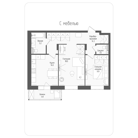 
  Продается 2-комн. квартира 66.7 м², в ЖК Тетрис, корпус 2. Фото 1.