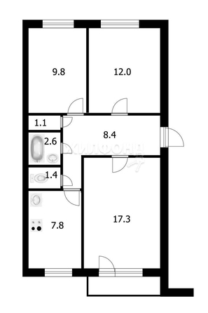 
   Продам 3-комнатную, 60.8 м², Краснообск, 31

. Фото 2.