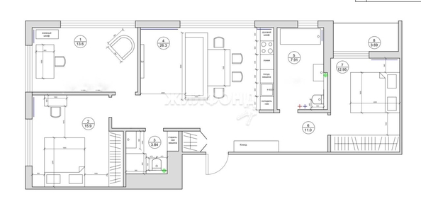 
   Продам 4-комнатную, 93.8 м², Некрасова ул, 39

. Фото 33.