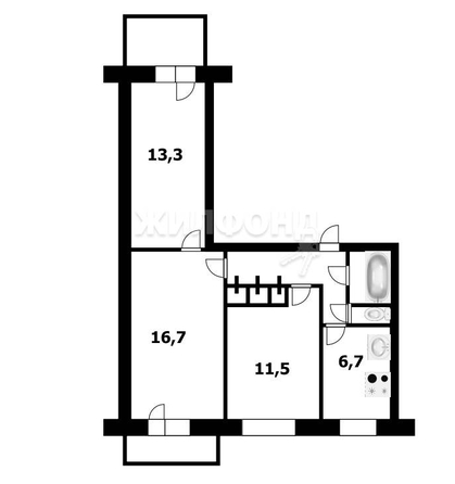 
   Продам 3-комнатную, 60 м², 9-й Гвардейской Дивизии ул, 26

. Фото 11.