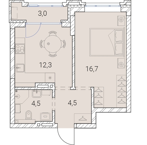 
   Продам 1-комнатную, 41 м², Тайм Сквер

. Фото 19.