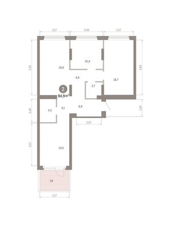 
  Продается 2-комн. квартира 94.9 м², в ЖК Лебедевский квартал, д 1. Фото 1.