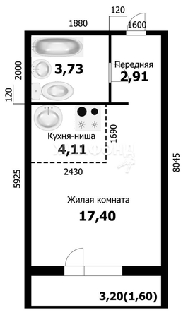 
   Продам студию, 28.2 м², Виктора Уса ул, 4

. Фото 19.