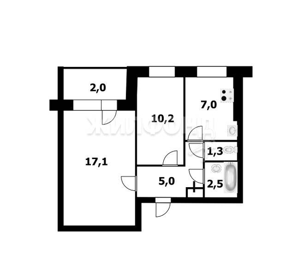 
   Продам 2-комнатную, 45.5 м², Широкая ул, 135

. Фото 1.