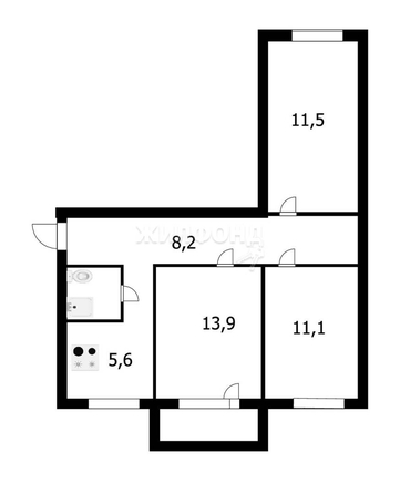 
   Продам 3-комнатную, 58.1 м², Железнодорожная ул, 12

. Фото 6.