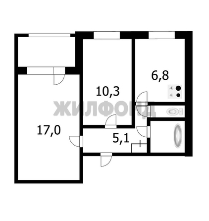 
   Продам 2-комнатную, 43.2 м², Железнодорожная ул, 6/1

. Фото 12.