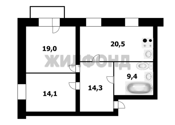 
   Продам 3-комнатную, 77.3 м², Пятницкого ул, 7

. Фото 13.