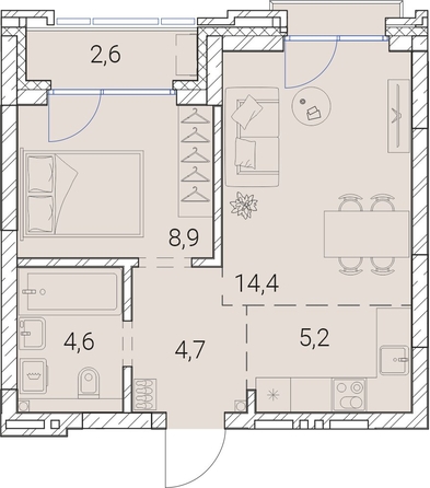 
  Продается 1-комн. квартира, 40.4 м², ЖК Тайм Сквер
. Фото 38.