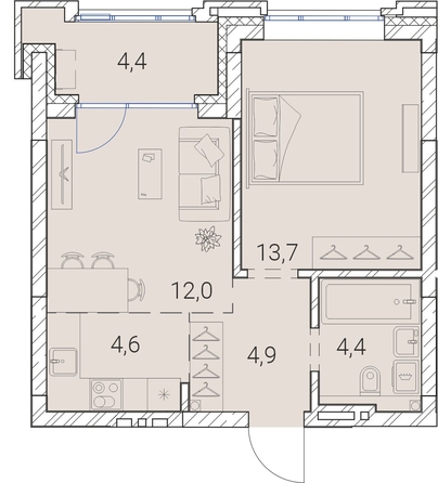 
  Продается 1-комн. квартира, 44 м², ЖК Тайм Сквер
. Фото 38.