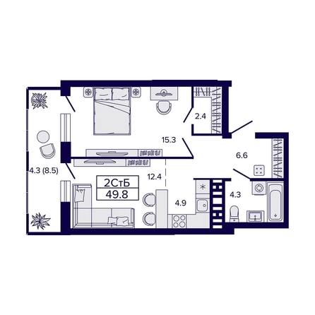 
  Продается 2-комн. квартира, 49.8 м², ЖК Luna (Луна)
. Фото 25.
