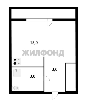 
   Продам студию, 24 м², Железнодорожная ул, 15/1

. Фото 2.