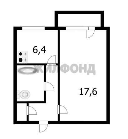 
   Продам 1-комнатную, 32.8 м², Флотская ул, 26

. Фото 4.