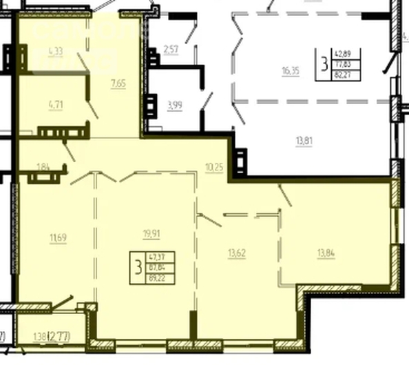 
   Продам 3-комнатную, 89.2 м², Звездова ул, 54

. Фото 1.