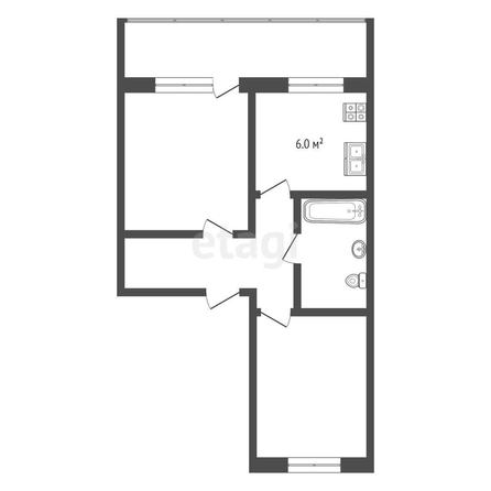 
   Продам 2-комнатную, 48.7 м², Ленина ул, 17

. Фото 2.