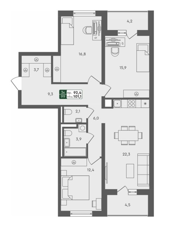 
   Продам 3-комнатную, 101.1 м², Пушкино, дом 2

. Фото 8.