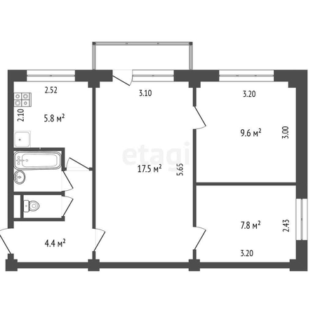 
   Продам 3-комнатную, 48.6 м², Моторная ул, 3

. Фото 2.