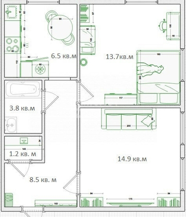 
  Продается 2-комн. квартира, 49 м², Дунайская 9-я ул, д. 52
. Фото 1.