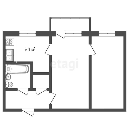 
  Продается 2-комн. квартира, 43.2 м², Молодогвардейская ул, д. 14
. Фото 5.
