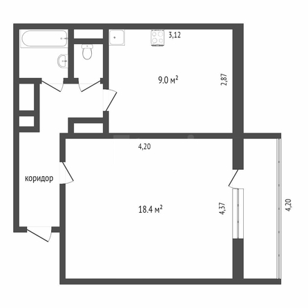 
  Продается 1-комн. квартира, 38.6 м², Рокоссовского ул, д. 20
. Фото 5.