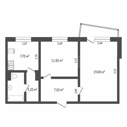 
  Продается 2-комн. квартира, 52 м², Мира пр-кт, д. 90/1
. Фото 5.