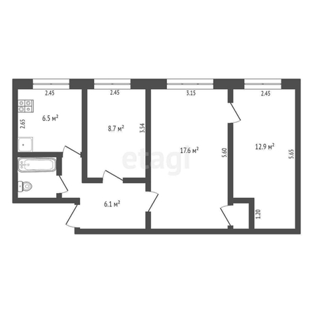 
  Продается 3-комн. квартира, 55.4 м², Романенко ул, д. 2
. Фото 5.