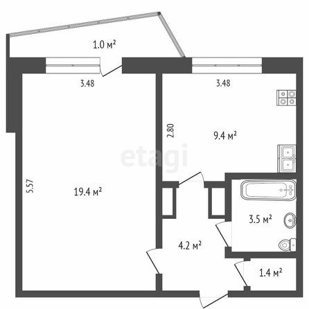 
  Продается 1-комн. квартира, 37.1 м², Крупской ул, д. 19/3
. Фото 5.