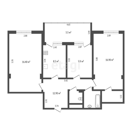 
  Продается 3-комн. квартира, 71 м², Лукашевича ул, д. 12А
. Фото 5.