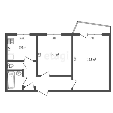 
  Продается 2-комн. квартира, 52.9 м², Химиков ул, д. 12
. Фото 5.