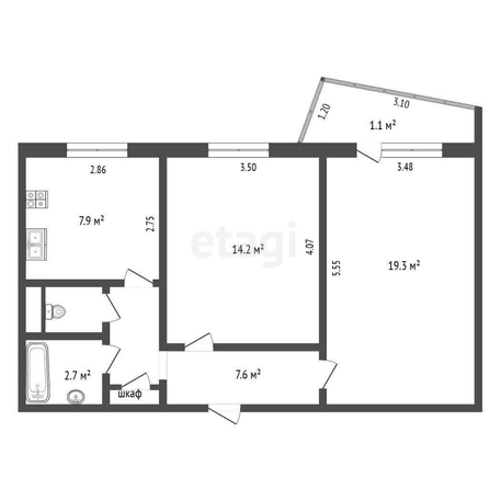
  Продается 2-комн. квартира, 54.4 м², Менделеева пр-кт, д. 43
. Фото 5.