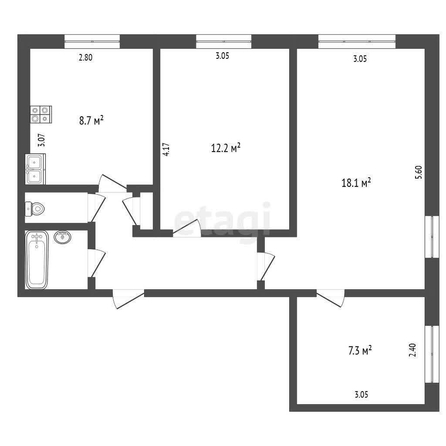 
  Продается 3-комн. квартира, 56 м², Менделеева пр-кт, д. 23
. Фото 5.