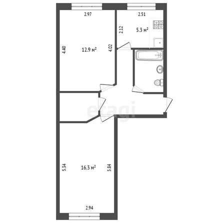 
  Продается 2-комн. квартира, 46.4 м², Серова ул, д. 26А
. Фото 5.