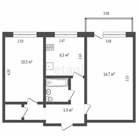 
  Продается 2-комн. квартира, 48 м², Моторная ул, д. 4
. Фото 5.